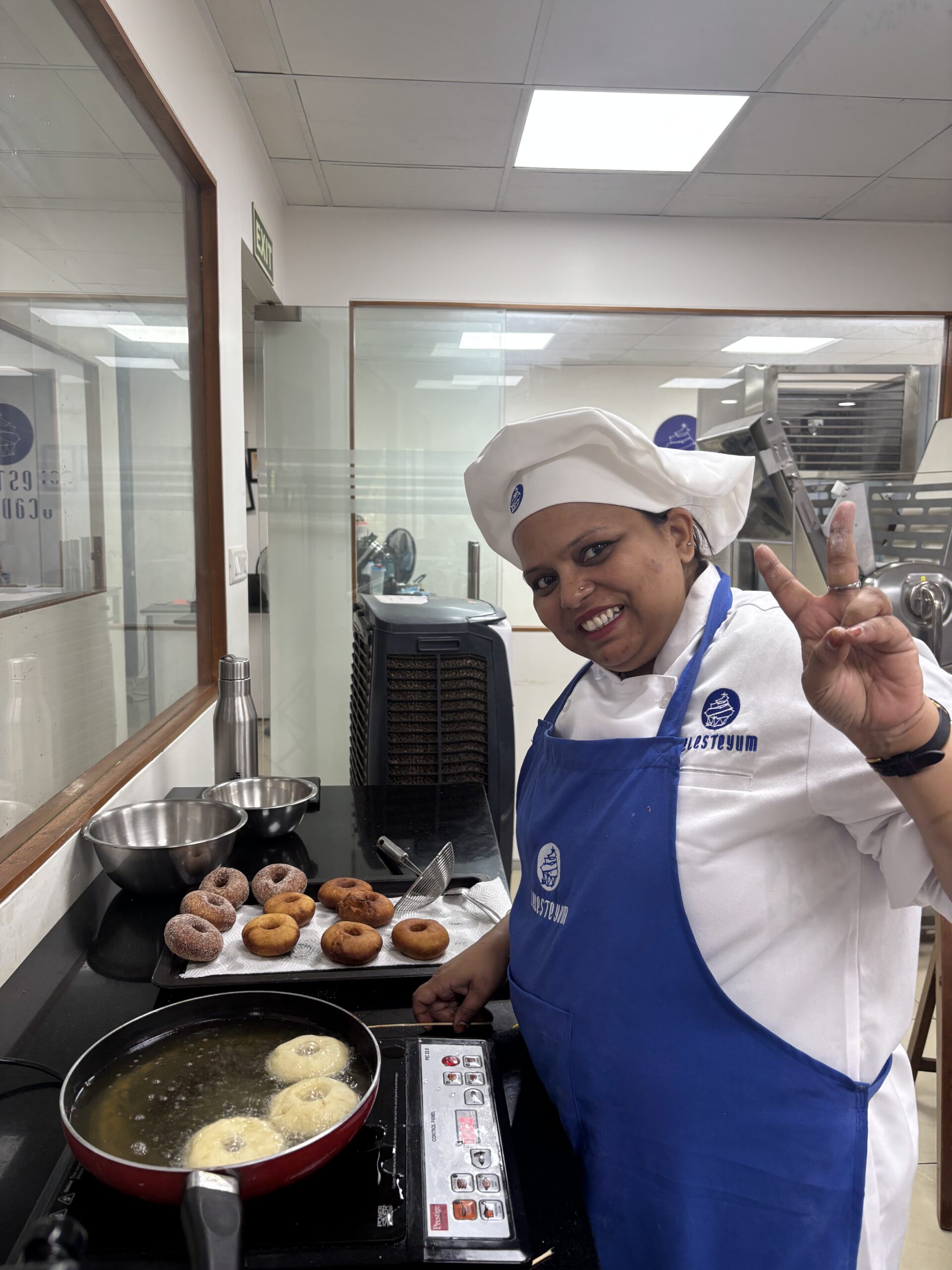 Students during practical baking training at Celesteyum Academy in Whitefield, Bangalore